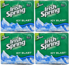 Irish Spring Bath Bar, Icy Blast 3.75 Oz, 12 Count 4pack of 3 Bar