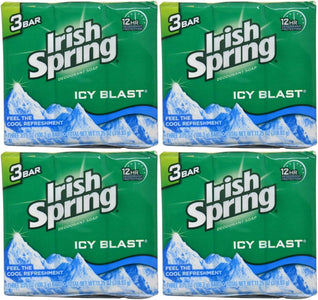 Irish Spring Bath Bar, Icy Blast 3.75 Oz, 12 Count 4pack of 3 Bar