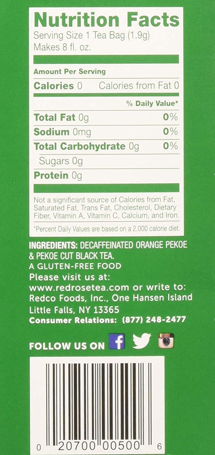 Red RoseTea Bags Naturally Decaffeinated Premium Blended, 48 ct