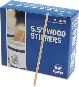 Royal R810BX Wood Coffee Stirrers 5 1/2-Inch Long Woodgrain 1000 Stirrers/Box