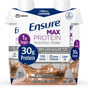 Ensure Max Protein Nutrition Shake, Cafe Mocha, 4 Little Cartons (Pack of 2)