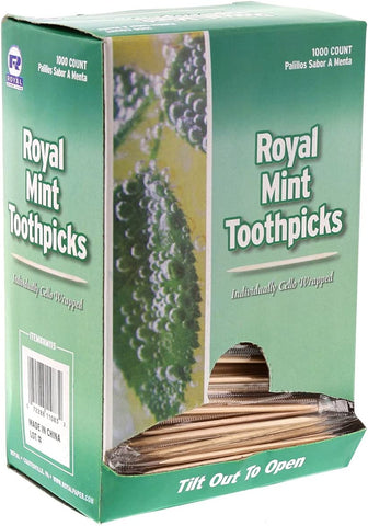 Image of Royal Plain Individual Cello Wrapped Toothpicks, Package of 1000