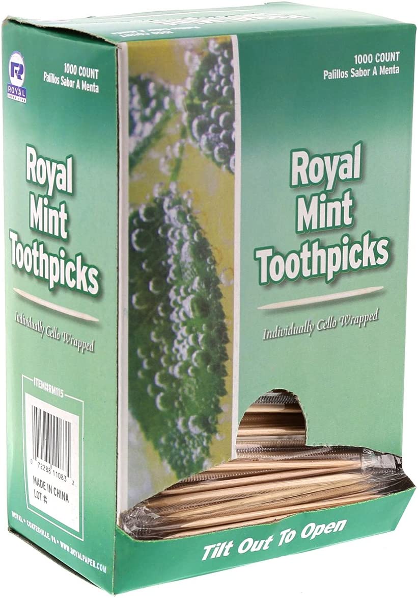Royal Mint Individual Cello Wrapped Toothpicks, Package of 1000, 1-Pack, Beige
