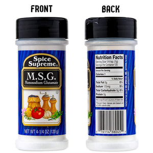 Spice Supreme M.S.G. Monosodium Glutamate, Plastic Shaker, 4.25-oz