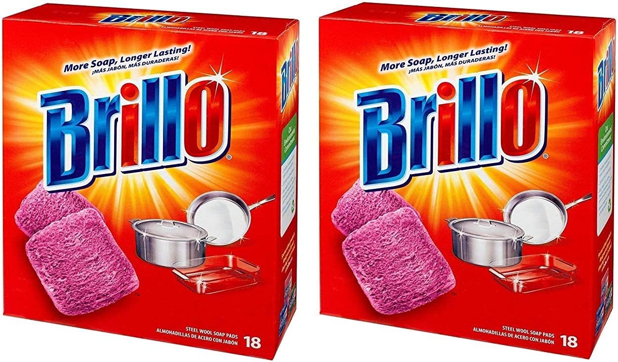 Brillo Steel Wool Soap Pads, 18 Count (Pack of 2) Total 36 Pads