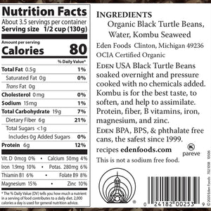 Eden Organic Black Beans No Salt Added 15 OZ (Pack of 6)