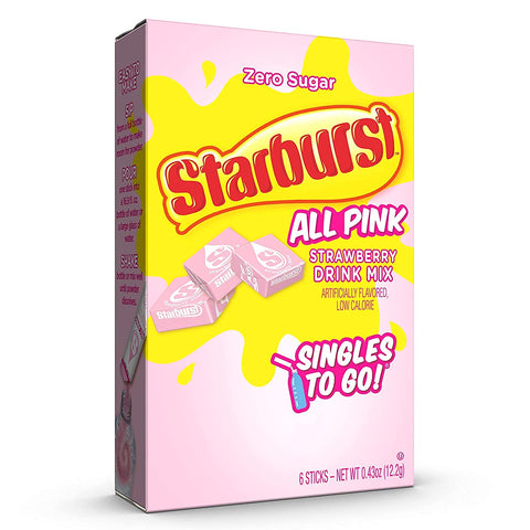 Image of Starburst Singles To Go Zero Sugar Drink Mix, Strawberry, 6 CT Per Box (Pack of 1)