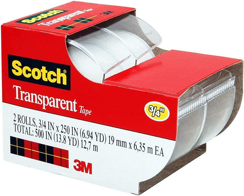 Image of Scotch 2157ss 3/4" X 250" Scotch Transparent Tape 2 Count (6 Pack (12 Count))