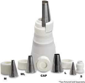 Ateco Universal Pastry Coupler and Cap Set | 7 Piece Set | Works with 250 Ateco decorating Tubes plus tips from other brands
