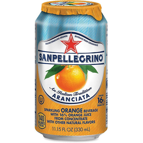 Image of SANPELLEGRINO Italian Sparkling Fruit Beverage, 11.15 Oz, Aranciata (Orange), Pack of 12