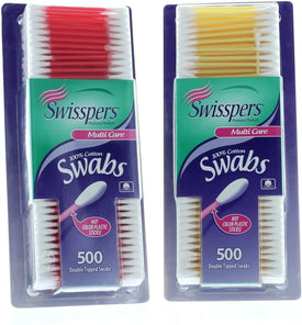 Swisspers Double Tipped Cotton Swabs 500 ea (Pack of 2)