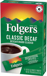 Folgers Decaf Classic Roast Instant Coffee Single-Serve Packets, 0.07 Oz, 6 Count - 4 pack