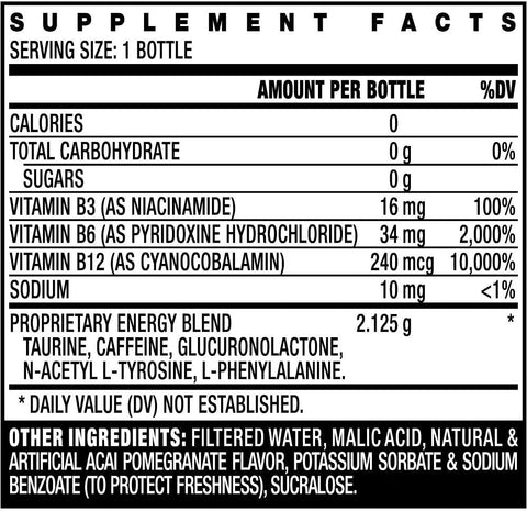 Image of Stacker 2 B12 No Calorie Zero Sugar Energy & Vitamin Shots 2 Fl. Oz. (Pack Of 12) Acai Pomegranate