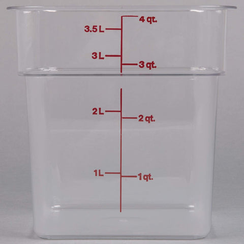 Image of Cambro Polycarbonate Square Food Storage Containers 4 Quart With Lid - Pack of 2
