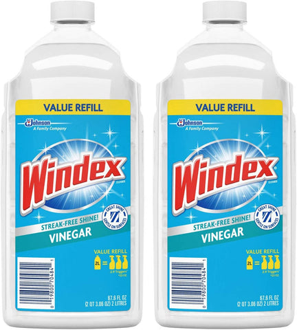 Windex Vinegar Glass Cleaner Refill, 2 Liter (Pack of 2)