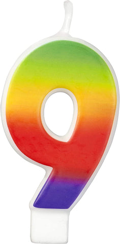 Image of Wilton W Rainbow Candle, Numeral 9