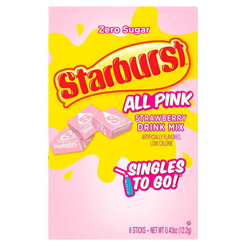 Image of Starburst Singles To Go Zero Sugar Drink Mix, Strawberry, 6 CT Per Box (Pack of 1)