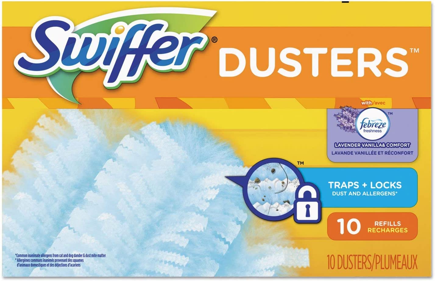 Swiffer 21459CT Refill Dusters, Dust Lock Fiber, Light Blue, Unscented, 10/Box, 4 Box/Carton