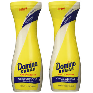 Domino White Sugar Pure Cane Sugar Quick Dissolve Superfine, 12 Ounce Flip Top (2 Pack)