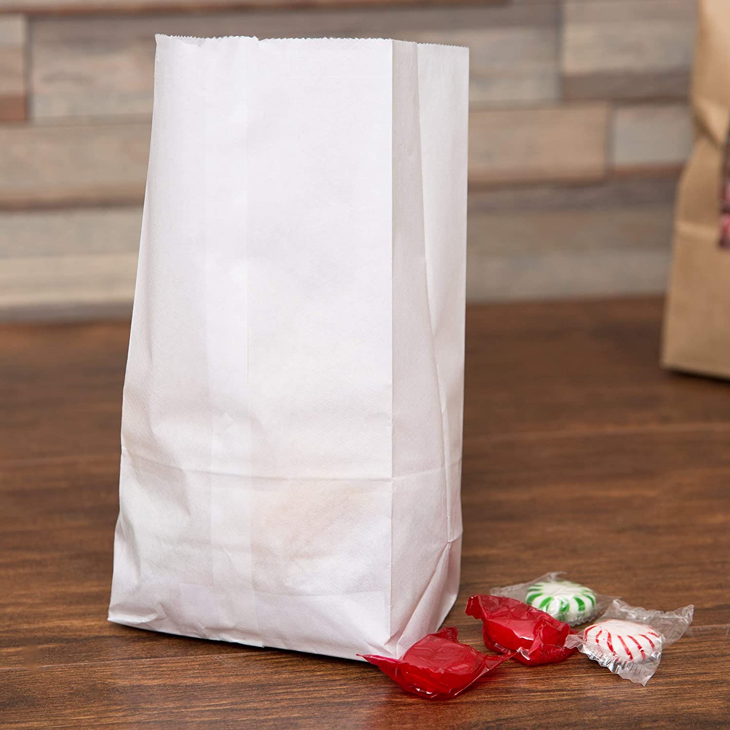 Duro White Paper Lunch Bags, Paper Grocery Bags, Durable Kraft Paper Bags, 2 Lb Capacity