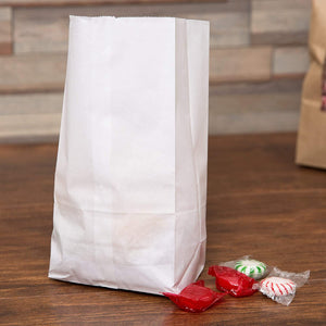 Duro White Paper Lunch Bags, Paper Grocery Bags, Durable Kraft Paper Bags, 2 Lb Capacity