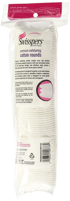 Swisspers Premium Exfoliating Cotton Rounds 80 ea (Pack of 4)