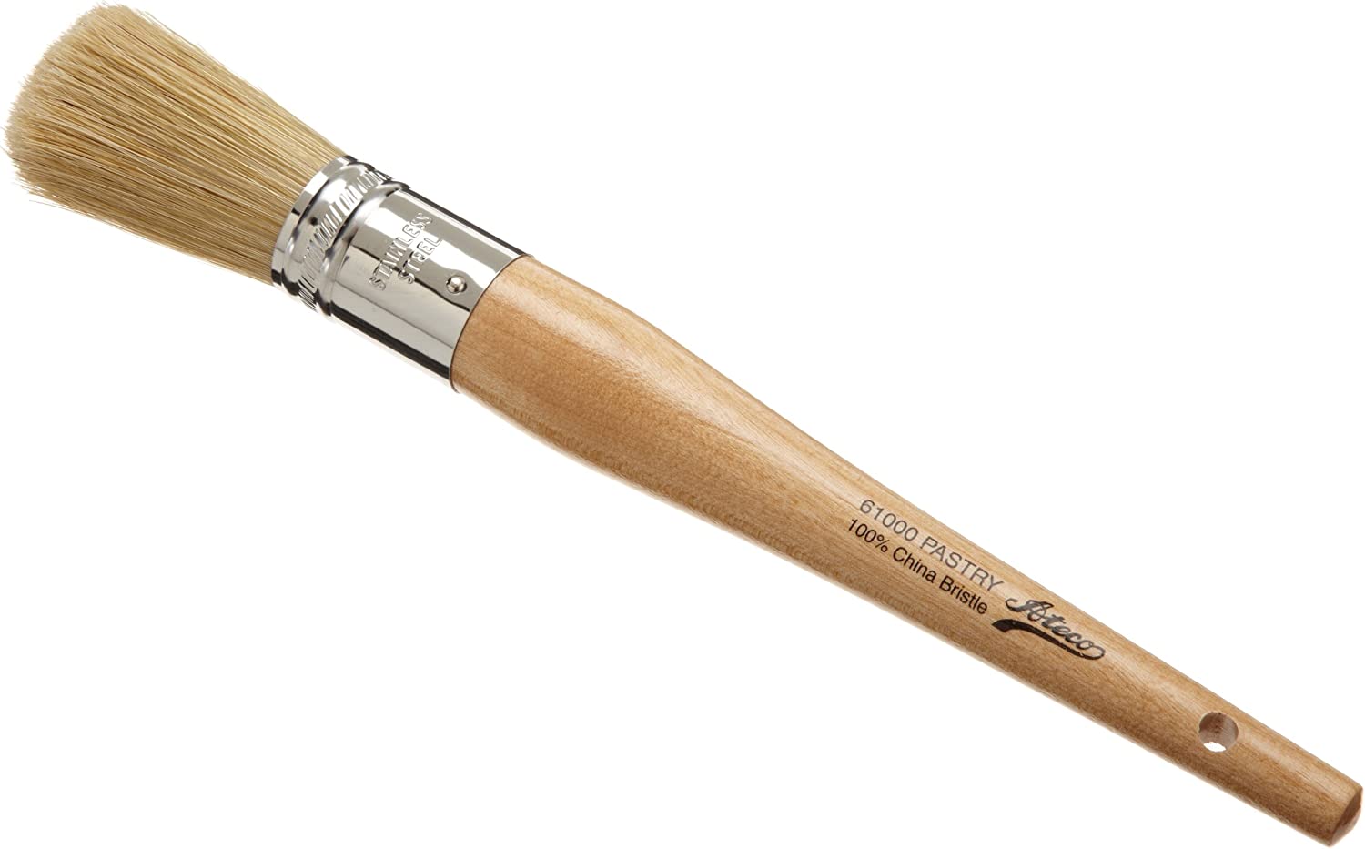 Ateco Flat Pastry Brush with Stainless Steel Ferrule & Black Bristles