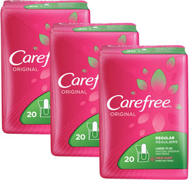 CAREFREE Original Regular To-Go Pantiliners, Fresh Scent 20 ea (3 pack )