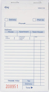Choice White Delivery Order Form Paper, Carbonless 3 Part Book 50 Sheets (10 Pack - 500 Total Sheets)