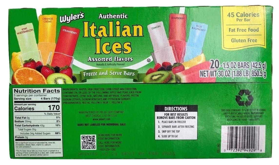 Wylers Authentic Italian Ices (20) 1.5oz