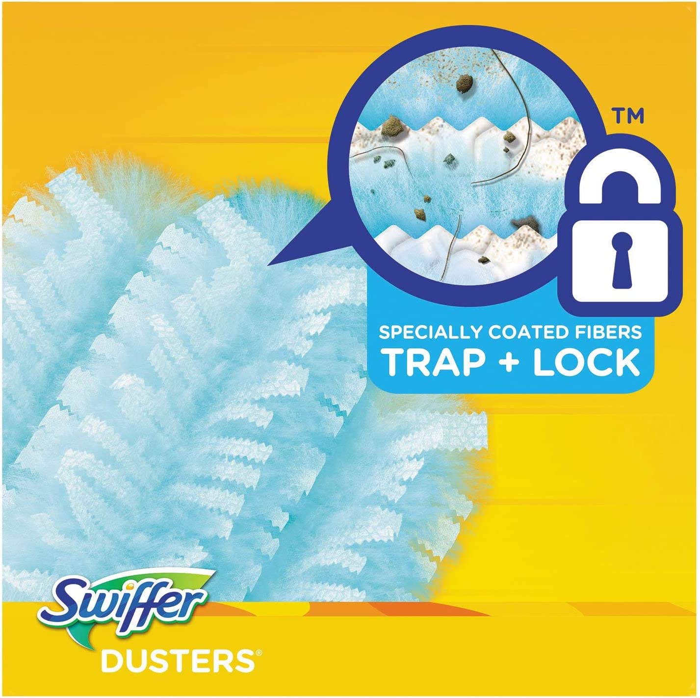 Swiffer 21459CT Refill Dusters, Dust Lock Fiber, Light Blue, Unscented, 10/Box, 4 Box/Carton