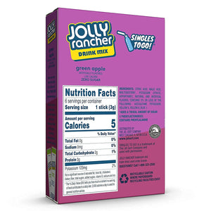 Jolly Rancher Singles-To-Go Sugar Free Green Apple Drink Mix, 6-ct (Pack of 6)