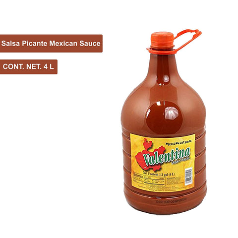Image of Valentina Mexican Hot Chile Sauce Spices | Picante Salsa Seasoning Salt Spice Mix Made From Chili Peppers Perfect for Chips, Fast Foods, Lunch, Snacks or More 4 Liters ( 1.1 Gallon )