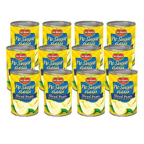 Image of Del Monte Canned Bartlett Sliced Pears in Water, Artificially Sweetened, No Sugar Added, 14.5-Ounce (Pack of 12)