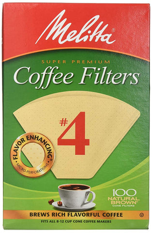 Image of Melitta Cone Coffee Filters, Natural Brown #4, 100 Count (Pack Of 3)
