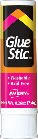 Image of Avery Glue Stic White, 0.26 oz., Washable, Nontoxic, Permanent Adhesive, 1 Glue Stick (00166)