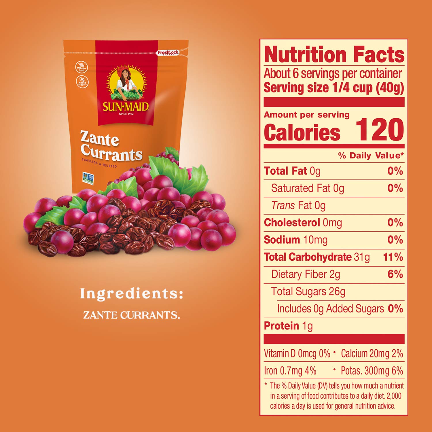 Sun-Maid California Zante Currants, All Natural, No Added Sugars