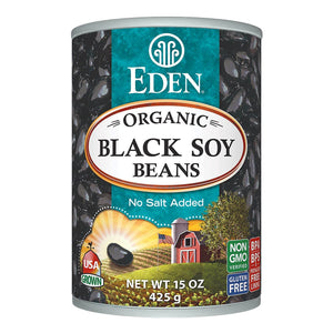 Eden Organic Black Soybeans, 15 oz Can (Pack of 12), Complete Protein, No Salt, Non-GMO, U.S. Grown, Heat and Serve, Macrobiotic, Soy Beans
