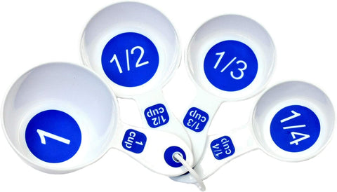 Image of Chef Craft Plastic Measuring Cups, White with Blue, 4-Piece, 6.375-Inch