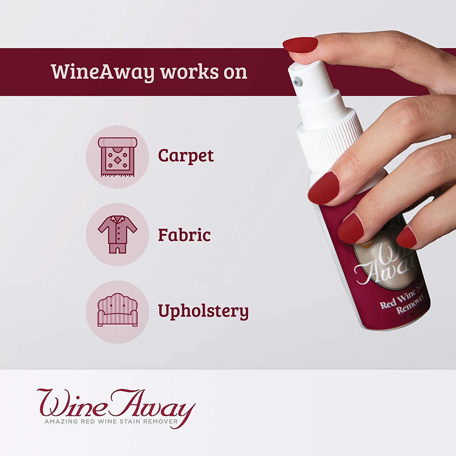 Wine Away Red Wine Stain Remover - Perfect Fabric Upholstery and Carpet Cleaner Spray Solution - Removes Wine Spots - Spray and Wash Laundry to Vanish Stain - Wine Out - Zero Odor - 2 Ounce, Set of 3