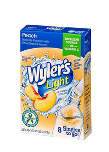 Wyler’s Light Singles-To-Go Sugar Free Drink Mix, Peach, 8 CT Per Box (Pack of 6)