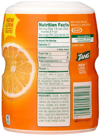 Image of Tang Orange Powdered Drink Mix (Makes 6 Quarts), 20-ounce Canister (2-pack)