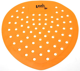 Lavex Urinal Screen | Orange Vinyl Deodorizing Screens | Citrus Scent | 12 pack