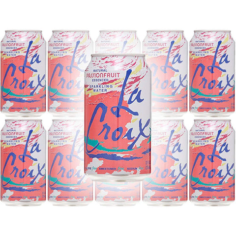 Image of La Croix Passionfruit Naturally Essenced Flavored Sparkling Water, 12 oz Can (Pack of 10, Total of 120 Oz)