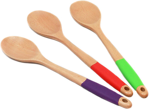 Image of Chef Craft Purple Wooden Spoon with Silicone Handle