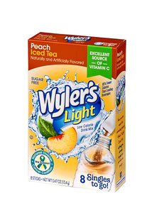 Wyler’s Light Singles-To-Go Sugar Free Drink Mix, Peach Iced Tea, 8 CT Per Box (Pack of 3)