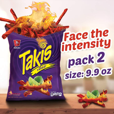 Image of Takis Fuego Hot Chili Pepper & Lime Flavored Corn Snacks(Two 9.9 oz. Bag)