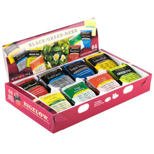 Bigelow Tea Company, Tea Assortment, Variety Pack, total of 64 teabags (Black Green Herb)