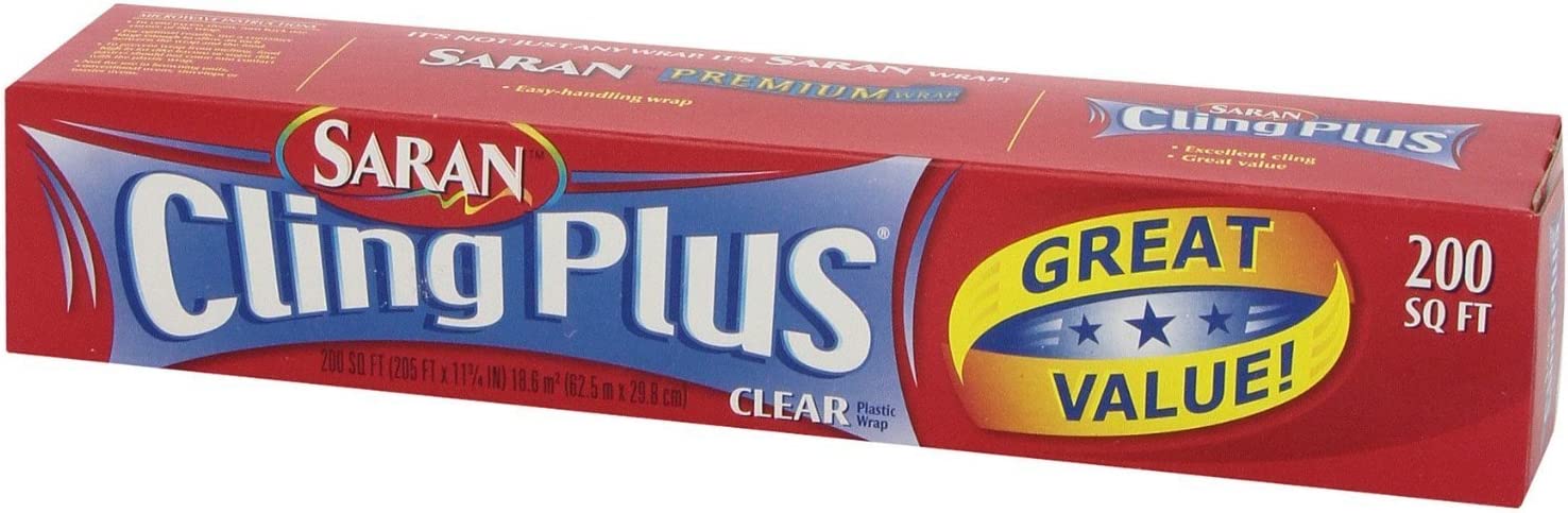 Saran Wrap Cling Plus Wrap 200 sq.', Boxed, Pack of 2