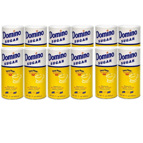Image of Domino Sugar Granulated Sugar Canister, 16 Ounces (Pack of 12)